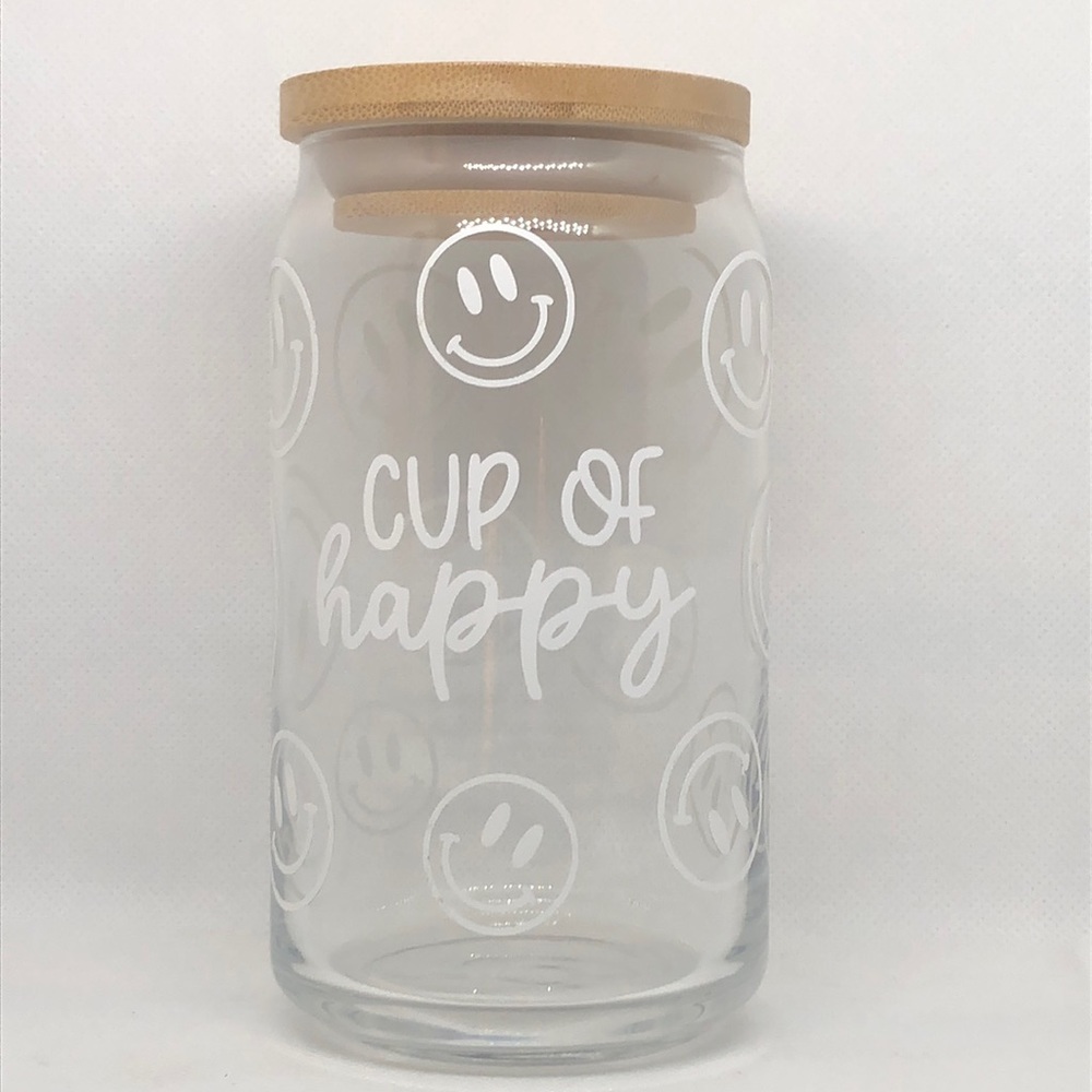 Beer Can Glass Cup 😊 Cup of Happy 16 oz NWT